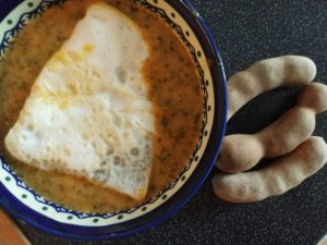 kale soup and fried egg