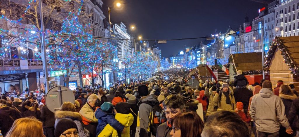 Crowds on Vaclavske Namesti