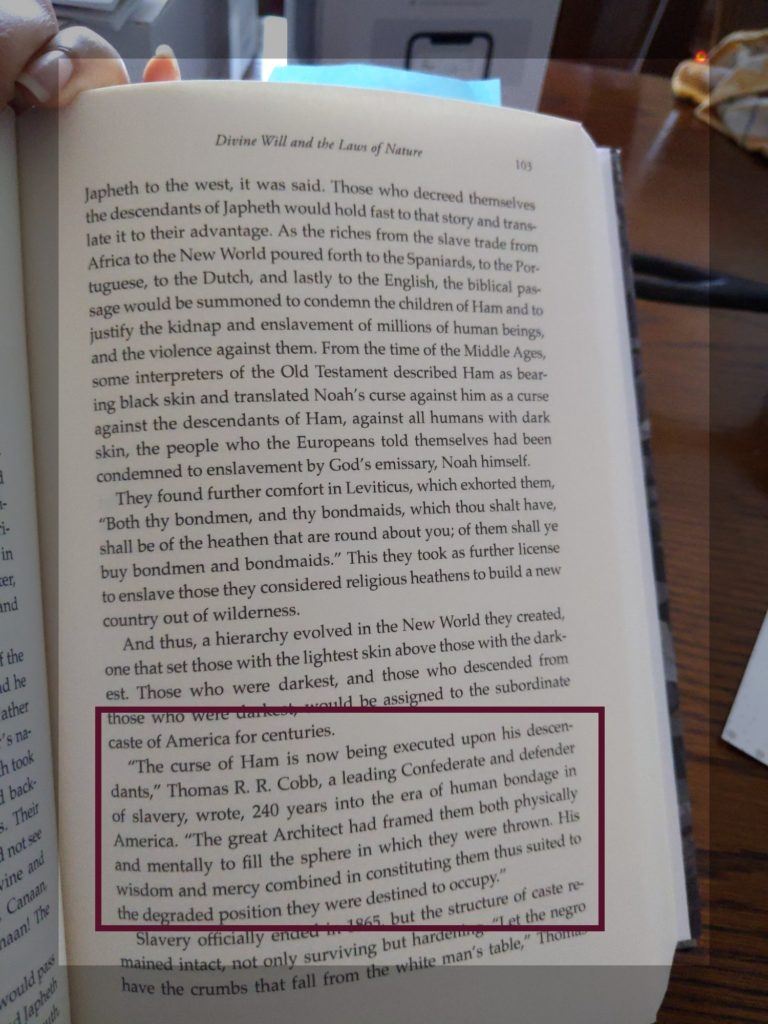 screenshot from Caste by Isabel Wilkerson on Divine Will as a pillar of caste